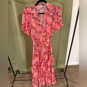 Floral chiffon ruffle dress